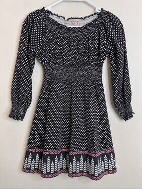 Kit+Lili long Sleeve Smocked Lined Boho Dress, Girls Size 8